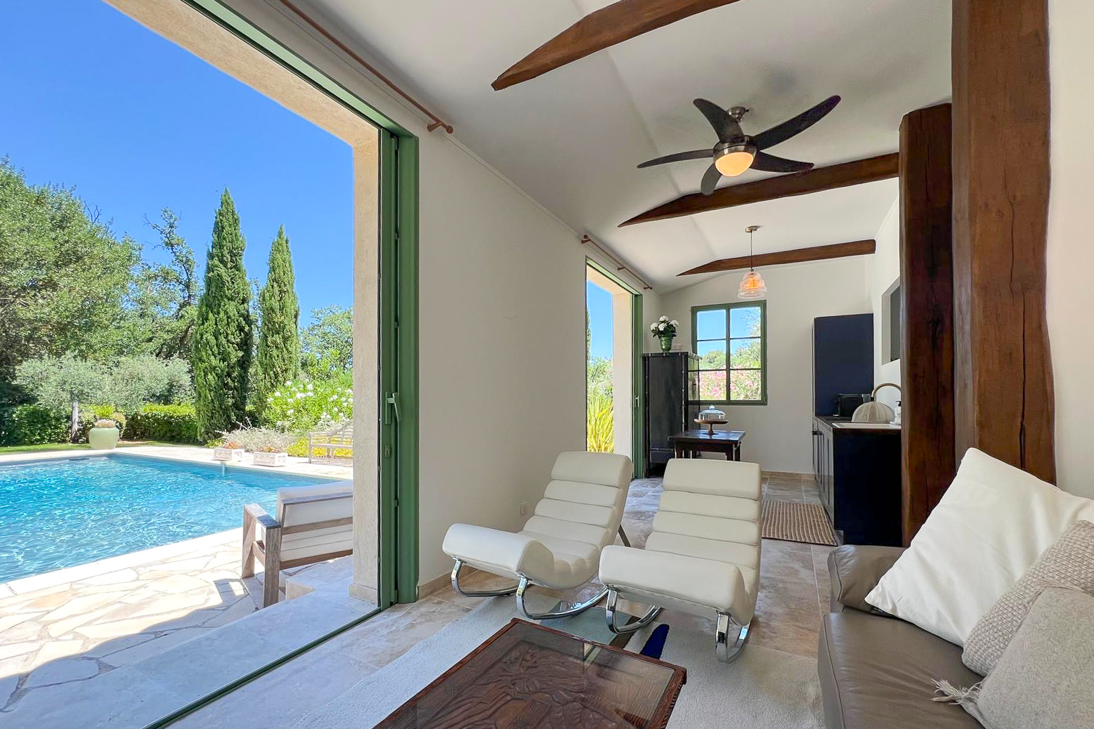 Living room in the pool house