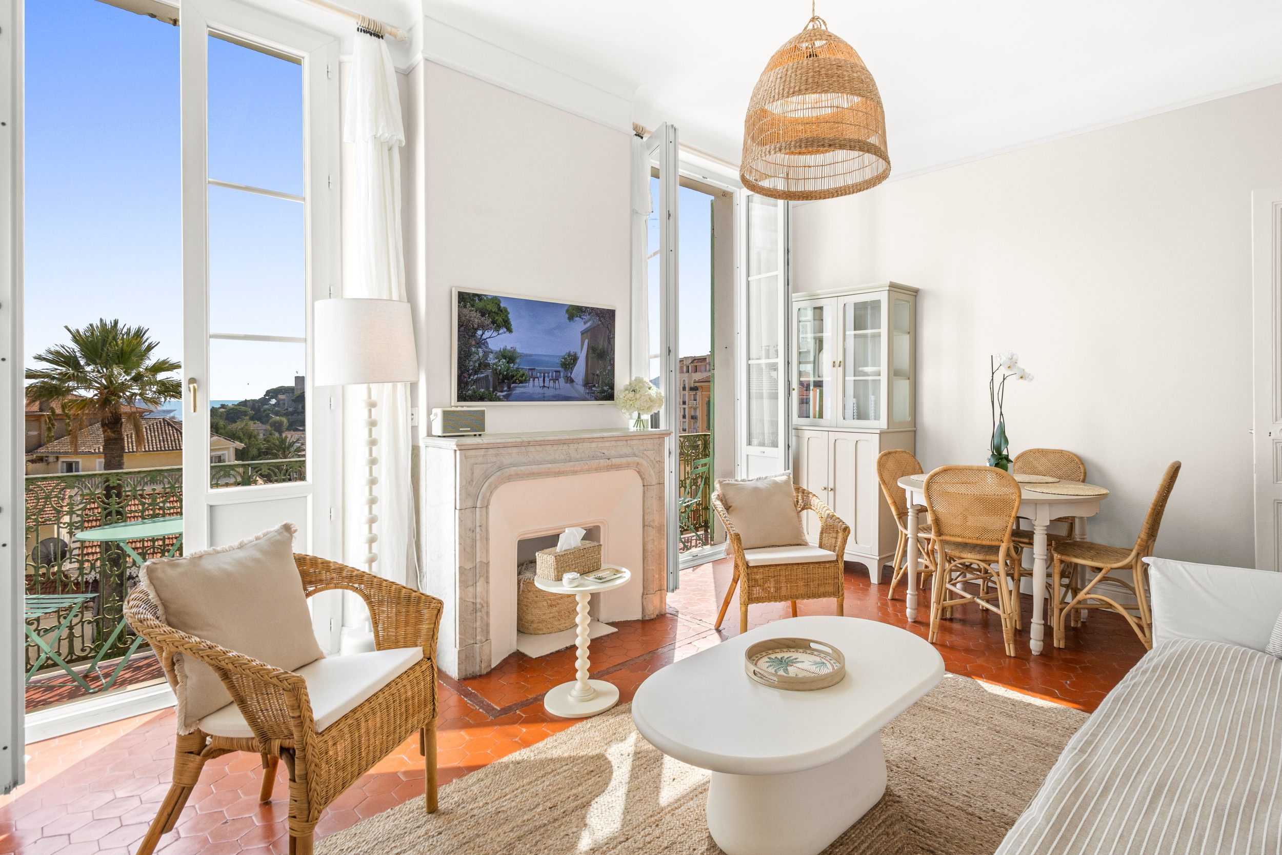 Casa Biancha - Pièce à vivre avec vue mer